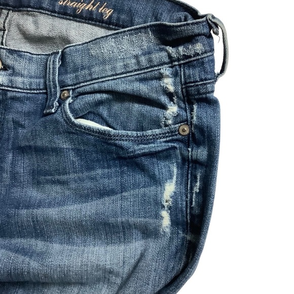 7 For All Mankind 7FAM Crop Straight Leg Jean Size 31 Flaw Distressed Cuffed - Picture 8 of 12